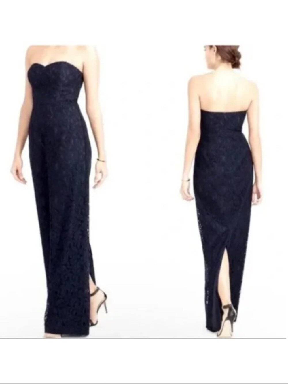 J. Crew Size 2 Natasha Black Lace Gala Bridesmaid Strapless Long Dress